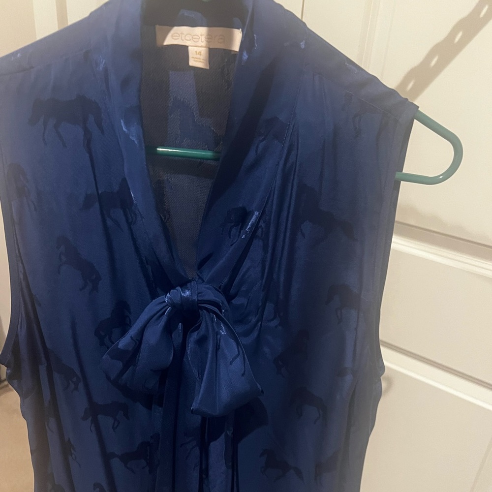 Etcetera Deep Blue Satin Top
